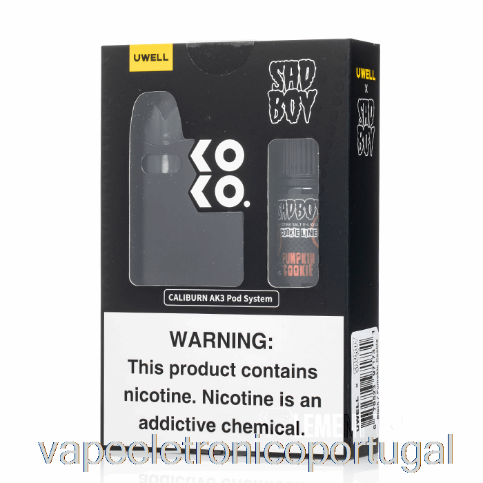 Vape Eletrônico Uwell X Dv Caliburn Ak3 Kit + 50mg Nic Salt [preto] Sadboy - Biscoito De Abóbora